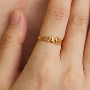 Anillo inicial dúo personalizado, anillos de dos letras, para mi mejor amigo, regalo de joyería personalizado, anillos de pareja, regalo para él, regalo para ella
