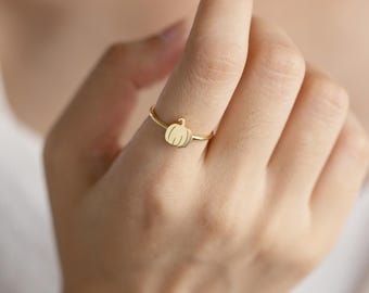 Halloween Pumpkin Ring, 925 Silver Pumpkin Ring, Dainty Pumpkin Ring, Halloween Cute Pumpkin Jewelry, Halloween Gift, Ring, Gift for Her