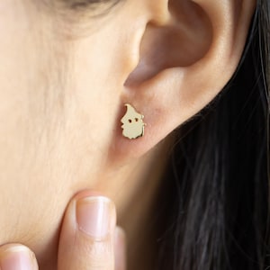 Halloween Cute Ghost Earrings, Custom Funny Ghost Earrings, Dainty Ghost Earrings, Halloween Ghost Jewelry, Halloween Gift for Her