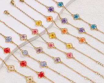 Braccialetto con fiori colorati, Non ti scordar di me, gioielli in resina con fiori pressati veri, braccialetto Non ti scordar di me, braccialetto per donna, regalo per lei