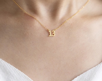 Personalized Lucky Number Necklace, Football Number Necklace, Date Memorial Necklace, Number 13, 14, 44, Gifts for Athletes, Gift for Her
