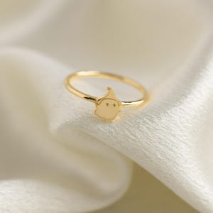Halloween Ghost Gold Ring, Custom Funny Ghost Ring, Dainty Ghost Ring, Halloween Cute Ghost Jewelry, Ghost Jewelry, Halloween Gift for Her