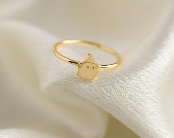 Anillo de oro de fantasma de Halloween, anillo de fantasma divertido personalizado, anillo de fantasma delicado, joyería de fantasma lindo de Halloween, joyería de fantasma, regalo de Halloween para ella