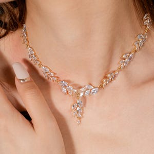 Bridal Necklace, Diamond Leaf Pearl Necklace, Elegant Bridal Necklace, Bridal Party Jewelry, Wedding Gift, Necklace for Women, Gift for Her