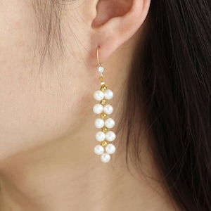 Pendientes de novia, pendientes de perlas hechos a mano, joyas elegantes para novias, pendientes de boda, joyas para fiestas de bodas, pendientes para mujeres, regalo para ella