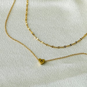 Collar con inicial grabada de corazón personalizado, Collar con letra de estrella, Cadenas brillantes, Collar en capas de estilo, Collar apilable, Regalo para ella