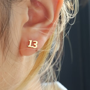 Personalized Lucky Number Earrings, Football Number Earring, Date Memorial Earrings, Gift for Football Player to Sport Number, Gift for Her