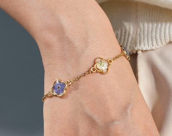 Bracciale Nontiscordardime Pressato, Gioielli con Fiori in Resina