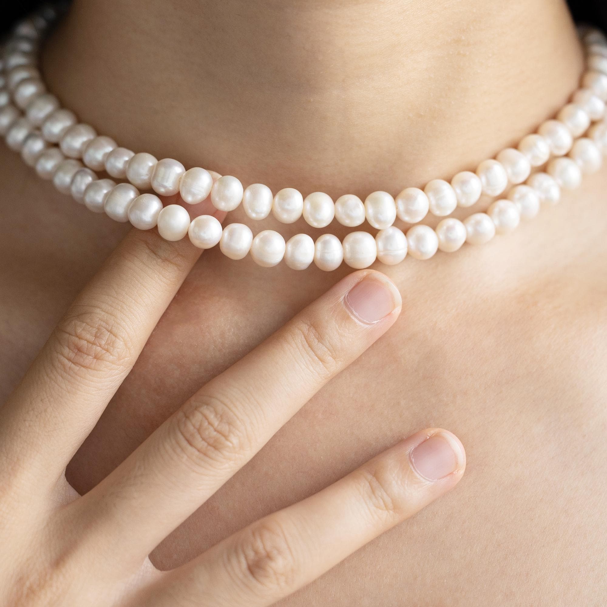 【2plan】24SS★ [MADE] Pearl Twisted Necklace Classic Pearl Two-Tone Plain Twisted Necklace