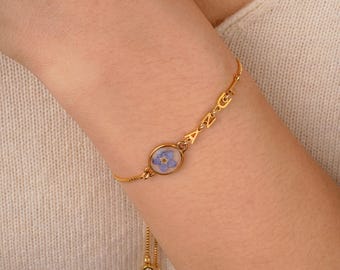 Personalized Baby Loss Memorial Bracelet, Custom Initial Forget Me Not Flower Bracelet, Adjustable Stainless Steel Keepsake, Sympathy Gift