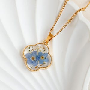 Forget Me Not Pendant Necklace, Resin Real Pressed Flower Jewerly, Forget-Me-Not, Miscarriage Gift, Necklace for Women, Gift for Her