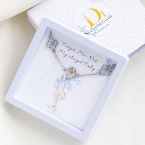 Forget Me Not Bracelet, Baby&#39;s Breath Bracelet, Custom Resin Real Pressed Flower Jewerly, Miscarriage Gift, Loss of Child Gift, Gift for Her