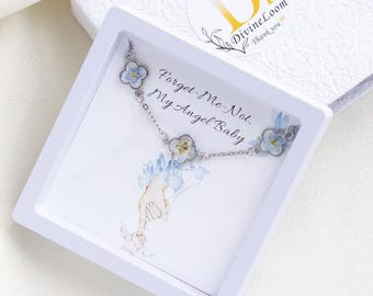 Bracciale Non ti scordar di me, Bracciale del respiro del bambino, Fiore pressato reale in resina personalizzato Jewerly, Regalo di aborto spontaneo, Regalo di perdita del bambino, Regalo per lei