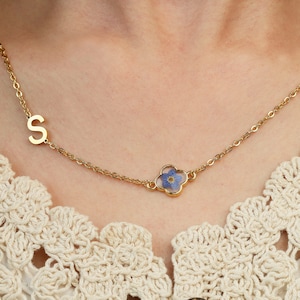 No me olvides collar de letras, joyería de flores prensadas reales, joyería personalizada, regalo de mejor amigo, regalos de dama de honor, regalo de boda, regalo para ella