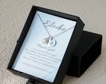Personalized Pearl Initial Necklace, Flower Girl Gift, Gifts for Kids, Gift For Flower Girl, Children's Necklace, Wedding Flower Girl Gifts