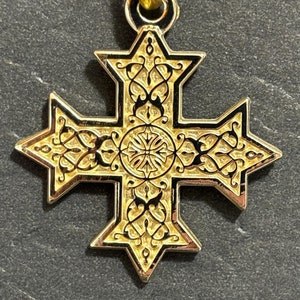 Coptic Orthodox Cross Pendant Jewelry with Optional Necklace Chain Gold, Antique Silver, or Two Tone