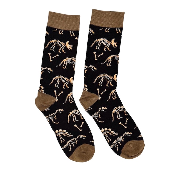Dinosaur Skeleton Socks – Adult UK Size 4-7, Novelty Cotton Blend