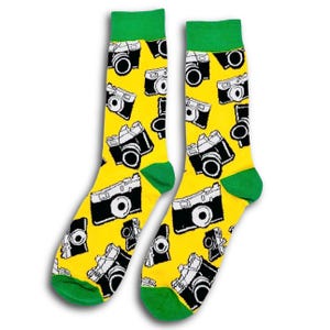 Camera Print Socks - UK Size 8-12, Cotton Blend