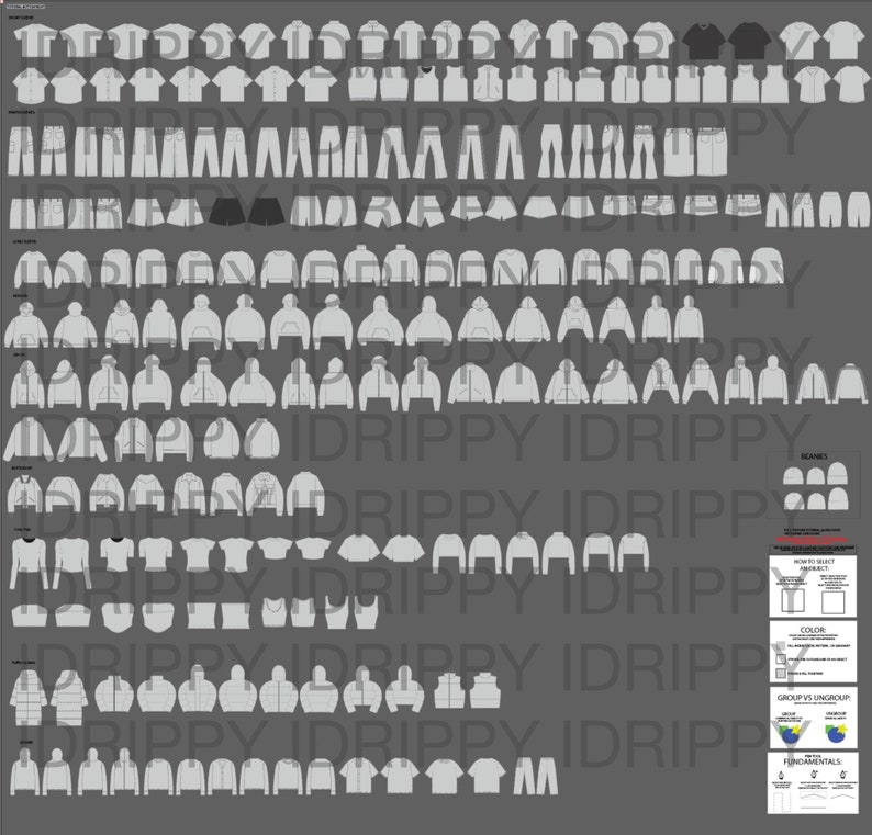 115 maquettes avec 225 pièces jointes et un pack technique Illustrateur de maquette de marque de vêtements design streetwear techpack image 2