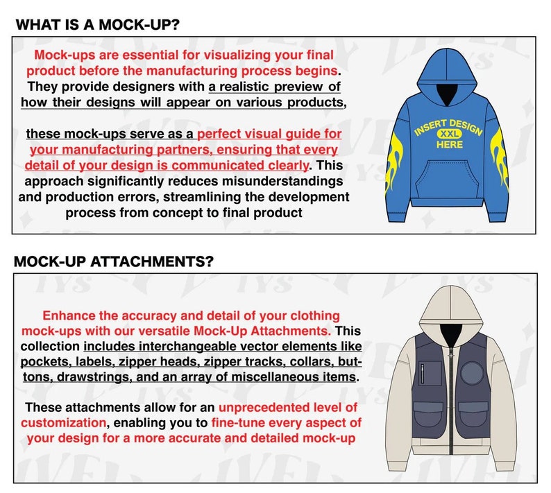 115 maquettes avec 225 pièces jointes et un pack technique Illustrateur de maquette de marque de vêtements design streetwear techpack image 3