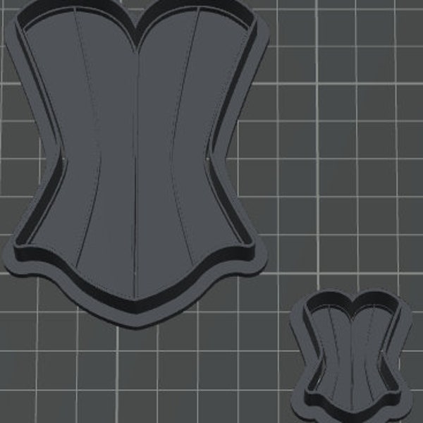 Corset Cookie Cutter + Stamp 2 Sizes 8cm - 3cm STL (3D Print File)