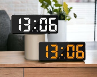 Reloj de pared LED digital Reloj despertador Reloj de cabecera Reloj de mesa Decoración del hogar Mesa de regalo para el hogar Pantalla de alarma de la mañana Reloj pequeño Reloj de noche