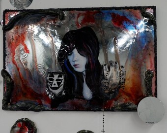 Mixed media mirror painting