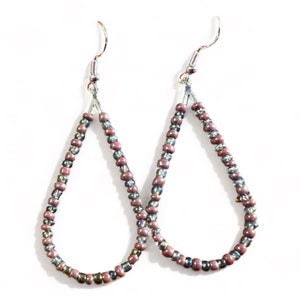Dangle Earrings - Steel Drop Earrings with Beaded Detail and Steel Dangles - Handcrafted Design