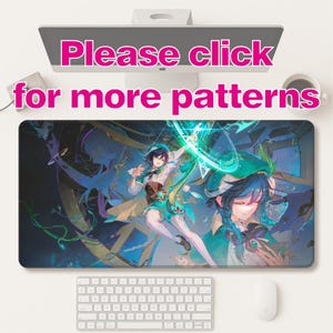 Genshin Impact venti Large Gaming Mouse Pad , Anime Desk Mat, Extended Keyboard Pad for Gamers & Fans Gift