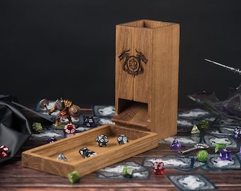 Set Dice Tower and Dice Tray/Dungeons and Dragons Box/ Magnetic Dice Tower Tray/DnD /DnD Dice Tower