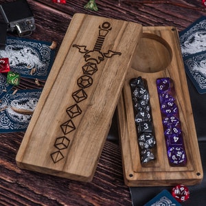 Dice vault DD box Dice box Dungeons Dragons/Hero box dice vault/Tabletop Game storage game wood/Dungeons Box/DnD/Tablet DnD Gift/