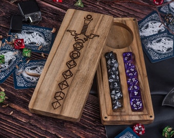 Dice vault DD box Dice box Dungeons Dragons/Hero box dice vault/Tabletop Game storage game wood/Dungeons Box/DnD/Tablet DnD Gift/