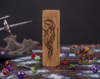 Dice Box Dungeon Dragons/Hero DnD box dice vault/Tabletop Game storage wolf and moon Dungeons Box/Tablet DnD Gift/