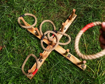 Ring toss lawn games. Garden Big kids toys. Rope rings game.
