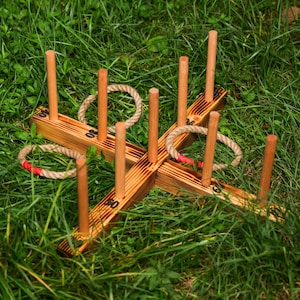 Big lawn game for kids. Wooden christmas game. Family gift. Outdoor party Ring Toos Games. Rope rings SET