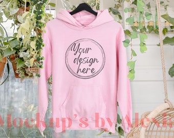 Light Pink, Gildan 18500 front and back mockup, hanging Gildan hoodie mockup, 18500 Gildan heavy blend mockup, 18500 sweatshirt mockup