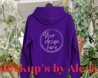 Purple, Gildan 18500 front and back mockup, hanging Gildan hoodie mockup, 18500 Gildan heavy blend lifestyle mockup, 18500 sweatshirt mockup