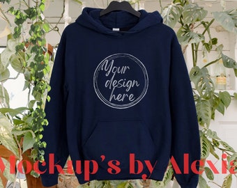 Navy, Gildan 18500 front and back mockup, hanging Gildan hoodie mockup, 18500 Gildan heavy blend lifestyle mockup, 18500 sweatshirt mock-ups