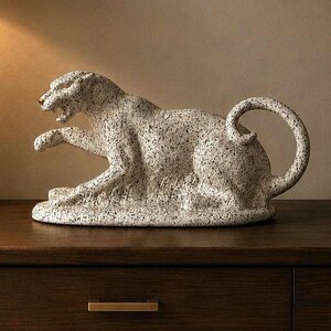 Vintage keramisch panterbeeld, Bondia luipaardsculptuur, Hollywood Regency decoratie
