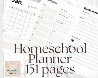 Homeschool/ Unschooling Planner Printable, School Planner, Black & White, Teacher Planner, Homeschooling, Binder, PDF, Digital Download