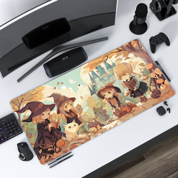 Cute Anime Wizard School desk mat, Gaming Mouse Pad, Large Mousepad, Anime Desk Mat, Desk Pad for Work, 6 sizes, Art Lover Gift, Kawaii Pad