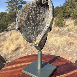 Amethyst and Quartz Geode on stand