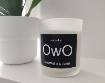 Duftkerze OwO handgemacht | vegan aus Sojawachs | Geschenkidee | Gemütliche Kerze | Furry