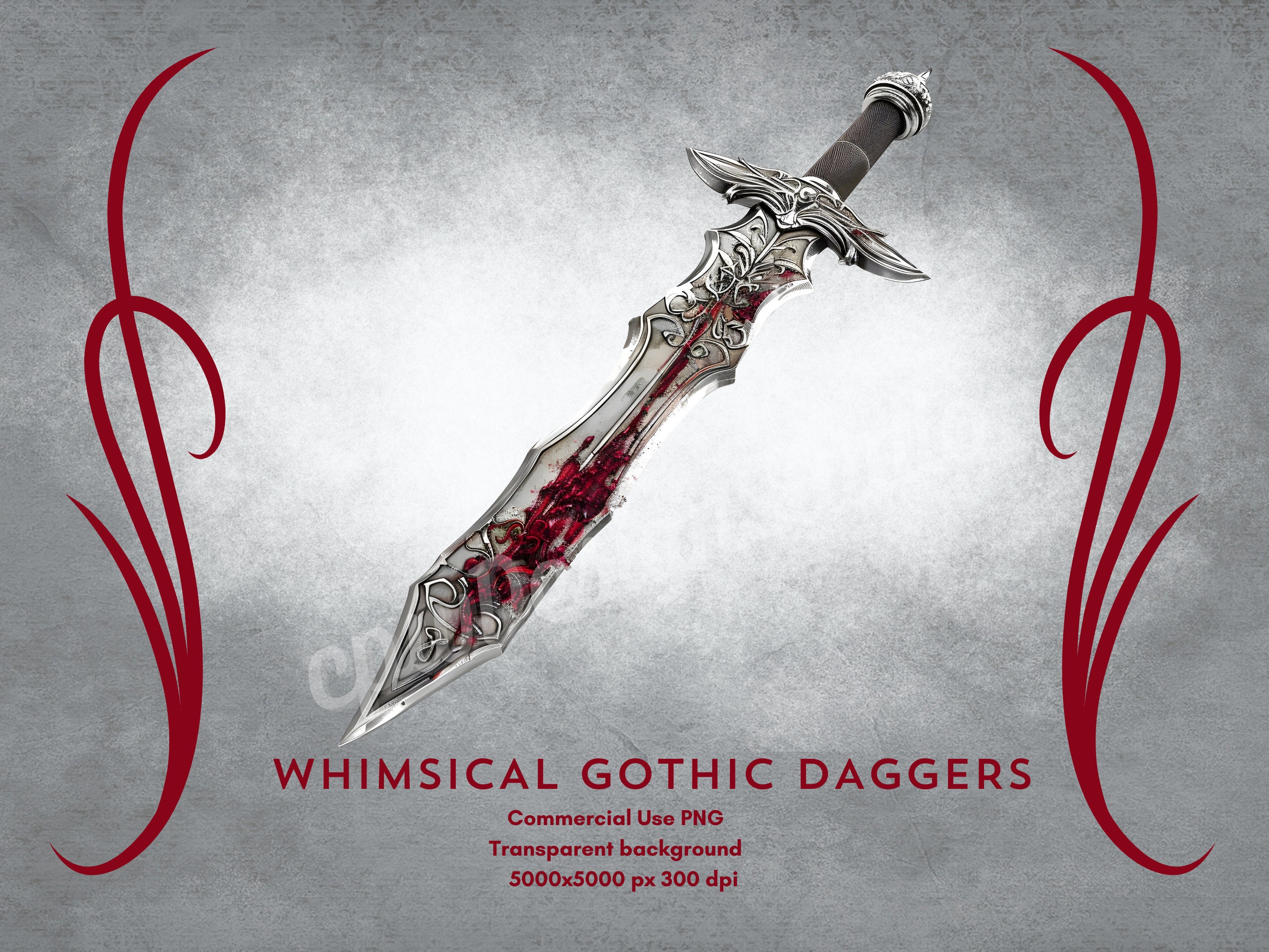 Whimsy Dagger Dagger Clipart - Whimsical Goth Aesthetic - 4 Images - 6 Pngs With ...