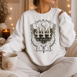 444 Angel Number Sweatshirt, You Are Protected Sweatshirt, Angel Wings Shirt, Spiritual Sweatshirt, Manifestation Shirt, Guardian Angel Gift