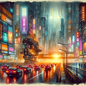 Cyberpunk Reverie: Abstract Cityscape - AI Visions