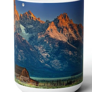Moon over Tetons Becher 15 Unzen - KOSTENLOSER Versand wunderschöne Bergkette aus dem Grande Tetons National Park, Yellowstone National Park