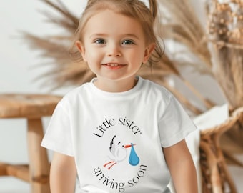 Koszulka „Mała siostra, brat, wkrótce przybędzie” Koszulka „Starsza siostra, maluch” Koszulka „Ogłoszenie o narodzinach dziecka” Koszulka „Rodzeństwo, awans na Starszego brata, siostrę, która zostanie”