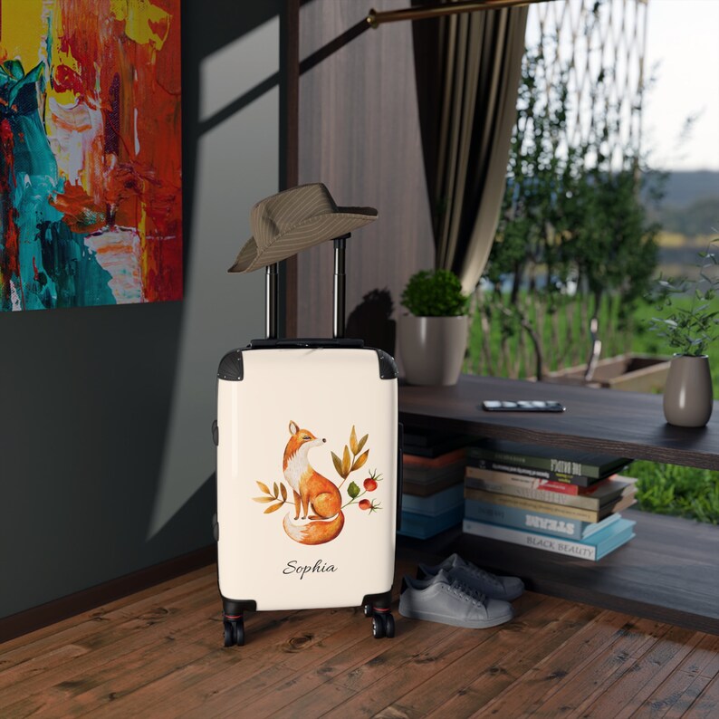 Personalisierte Koffer für Sie Frauen Kinder Gepäck Set Kinder Koffer Name Geschenk Benutzerdefinierte Koffer für Mädchen Kinder tragen Koffer Kleinkind Fuchs Bild 4