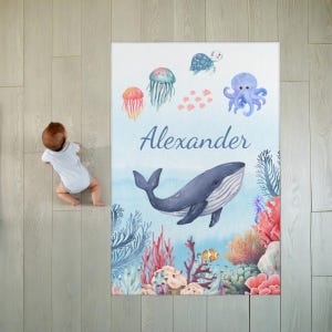 Ocean Themen Teppich Baby Teppich Spielmatte Spielmatte Geschenk für Kinderzimmer Kinderteppich für Jungen-Mädchen-Raum-nautische Dekor